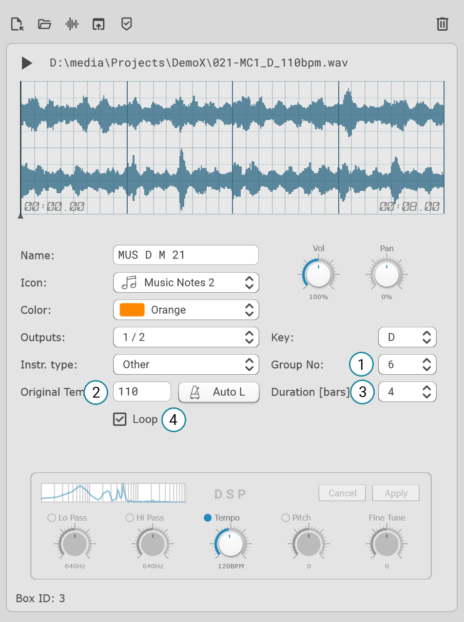 edit loop panel